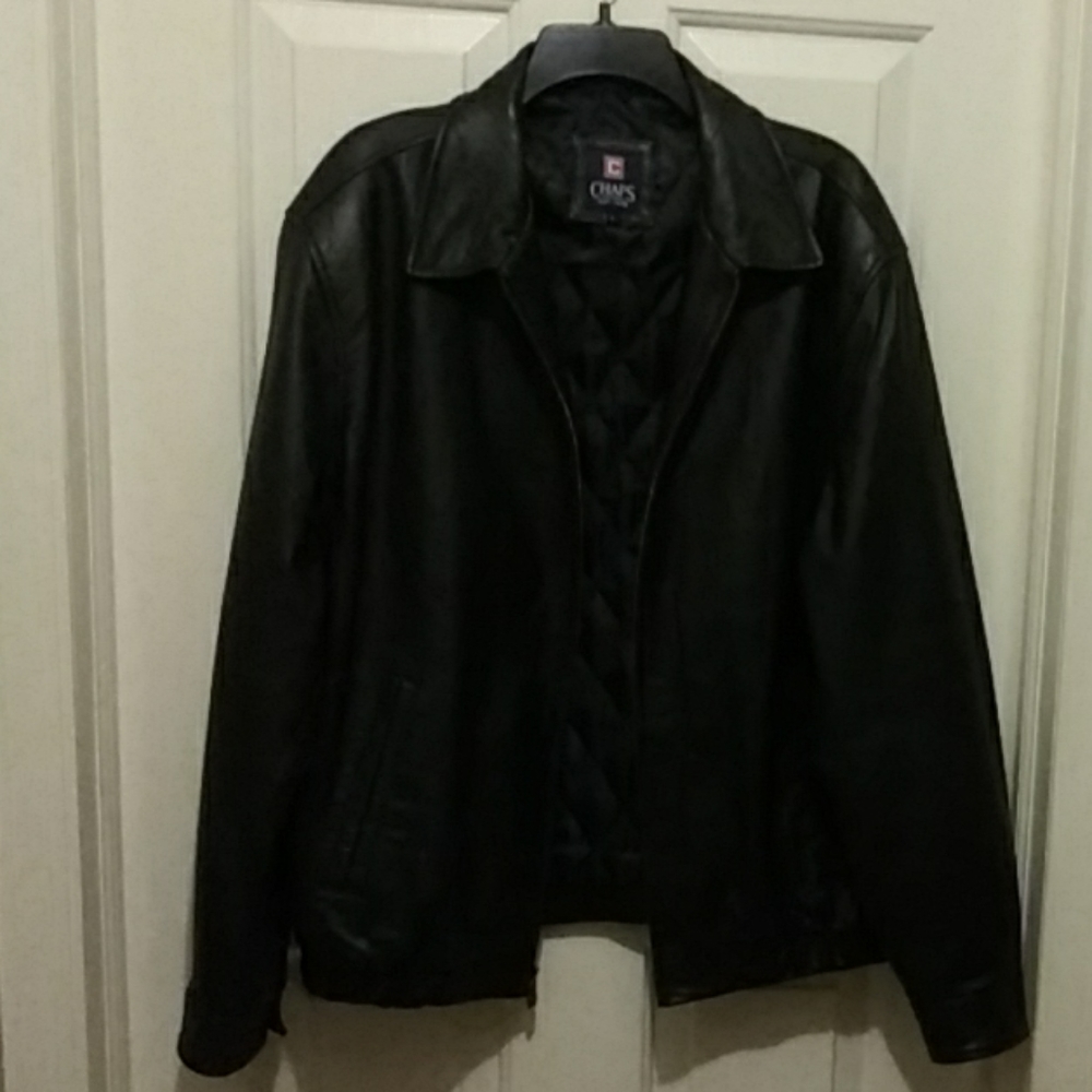 Mens black leather jacket